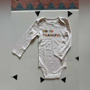 Little Planet|Baby gender neutral Cream Long Sleeve bodysuit Onesie,THANKFUL•••